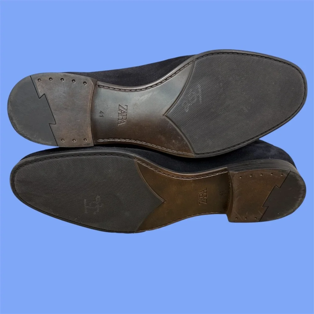 ZARA Mens Black Suede Loafers Slip On Dress Shoes EU 41 US 8 265/95‎